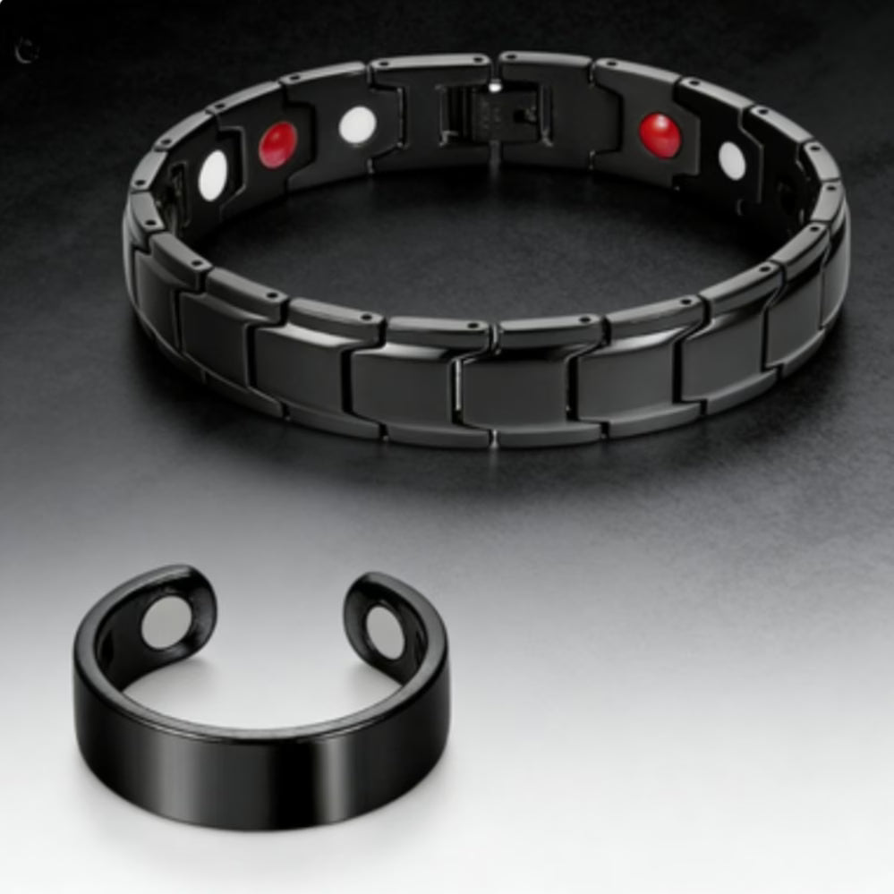 Bracciale magnetico a singola fila + Anello per coppia