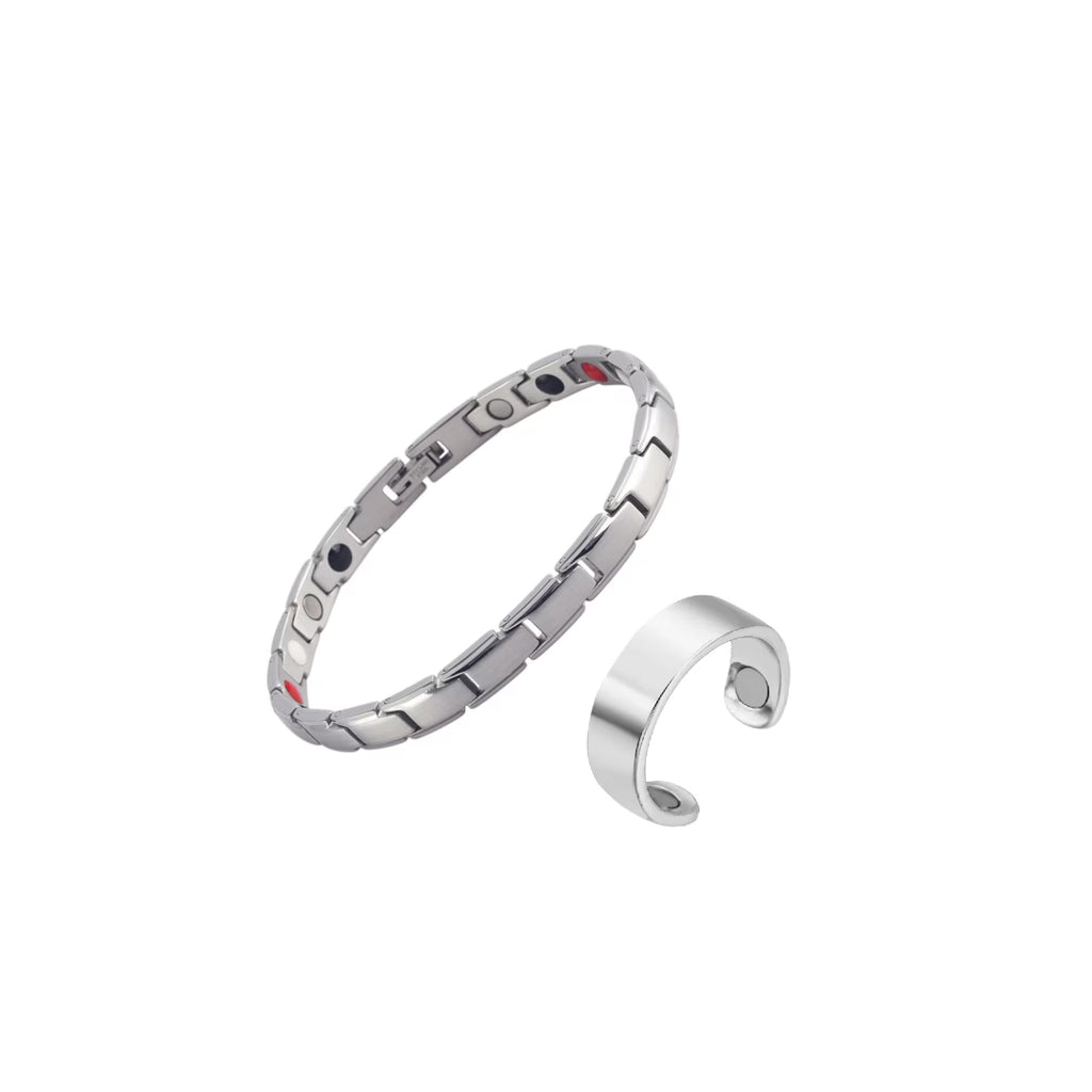Bracciale magnetico a singola fila + Anello per coppia