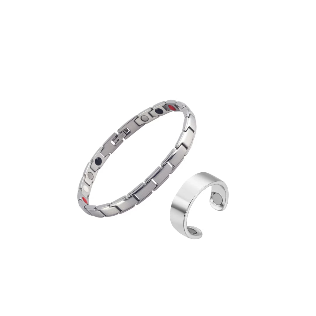 Bracciale magnetico a singola fila + Anello per coppia