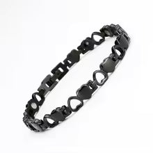 Bracciale a forma di cuore per terapia magnetica in acciaio al titanio