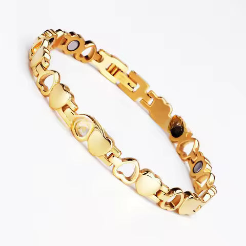 Bracciale a forma di cuore per terapia magnetica in acciaio al titanio