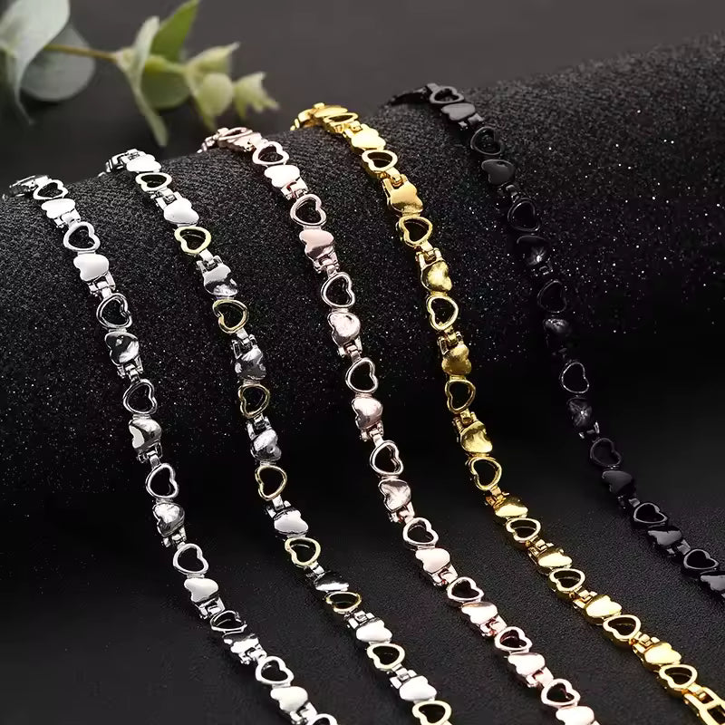 Bracciale a forma di cuore per terapia magnetica in acciaio al titanio
