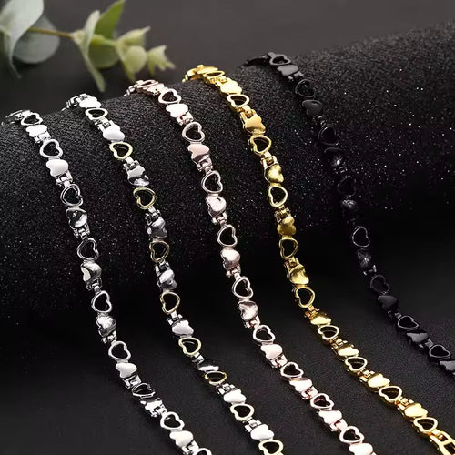 Bracciale a forma di cuore per terapia magnetica in acciaio al titanio