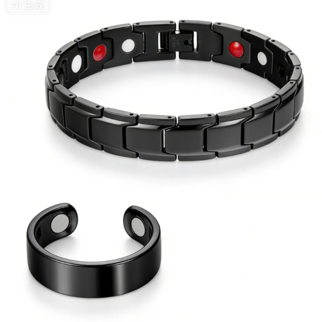 Bracciale magnetico a singola fila + Anello per coppia